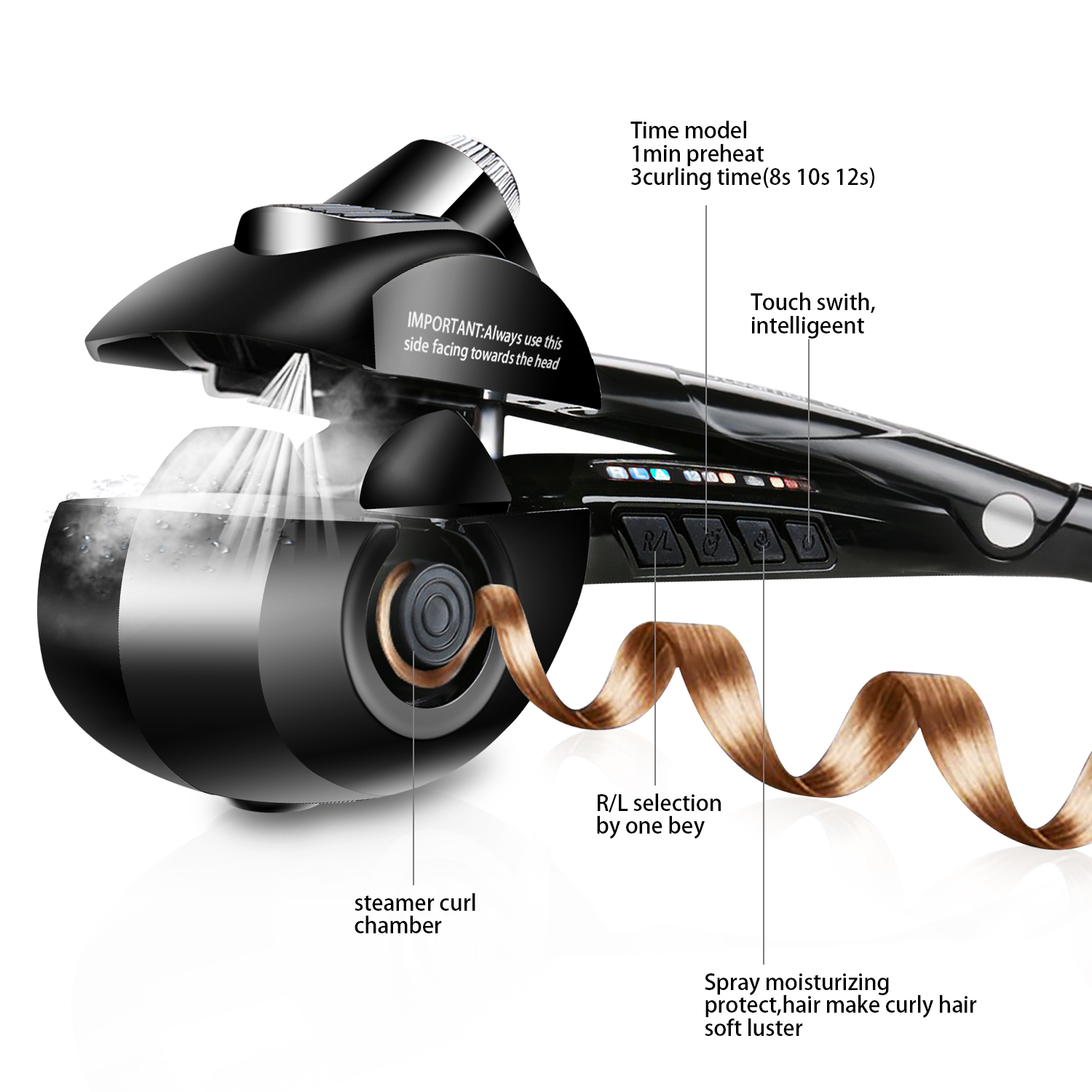 Steam Automatic Hair Curler Rotating Curling Iron Negation Lon Hair Waver Hair Crimper Curls Tongs Hair Curl Tools