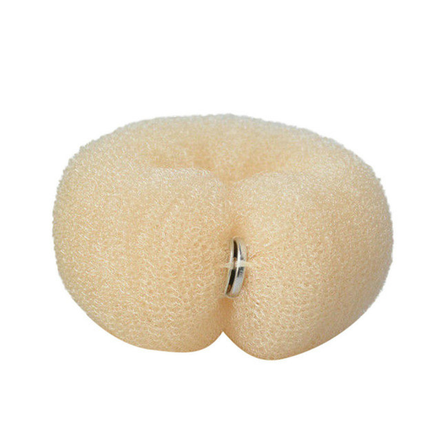 Esponja fabricante de coque, esponja mágica para fazer rosquinha de cabelo, fácil, anel grande, ferramentas para estilizar cabelo, acessórios para penteados para meninas e mulheres: Beige