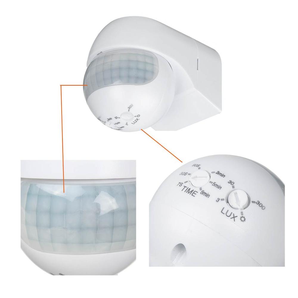 Motion Detector Automatic Infrared PIR Sensor Motion Sensor 110v~230v 180 Degree Rotating Outdoor Timer Light Switch