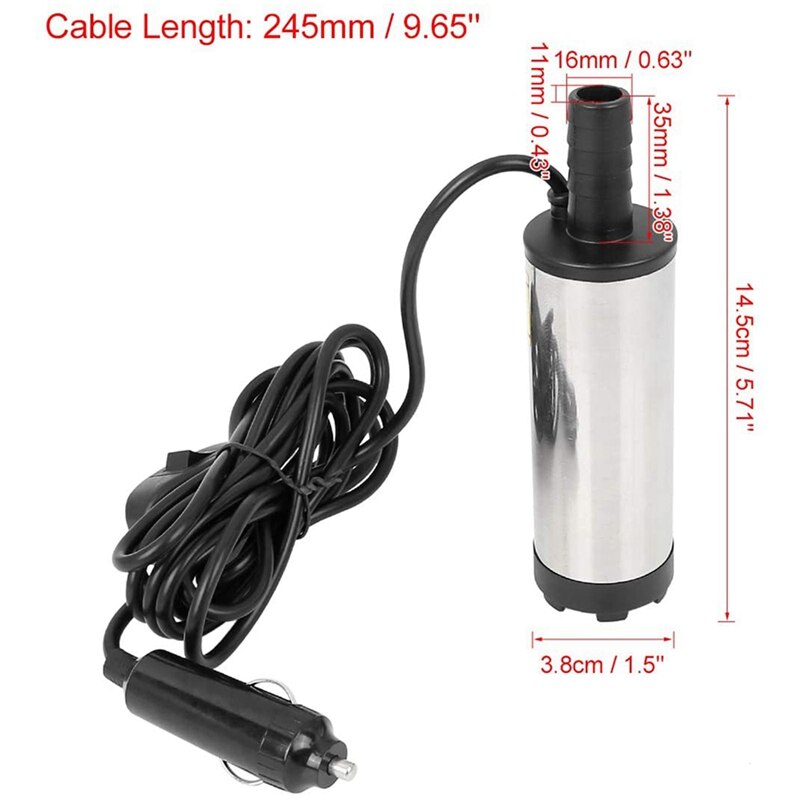 Portable 12L/Min 12V DC Electric Submersible Pump For Automobile Fuel Suction Pump
