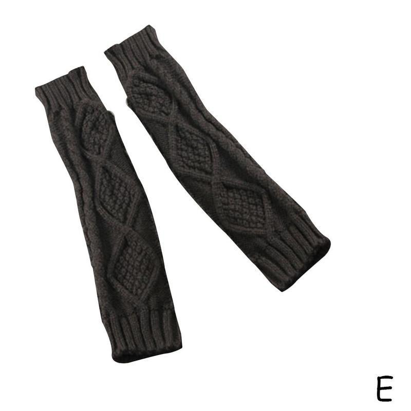 Gebreide Vingerloze Ruit Arm Cover Lange Wanten Herfst Winter Warmer Arm Pols Mouw Vrouwen Lady Elleboog Handschoenen: E