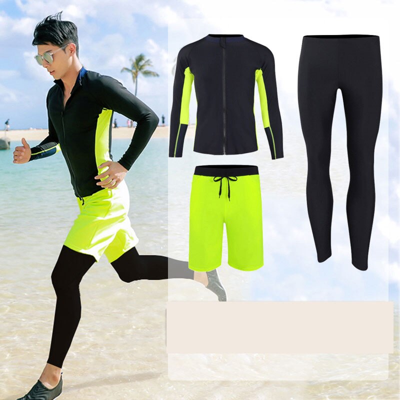 Degli uomini di 3pcs Activewear Palestra Outfit Set di Acqua di Fitness Abbigliamento Sportivo Kit di Compressione Protezioni Pieno Costumi Da Bagno Da Surf Swim Costume Da Bagno: Men 3pcs set / XXL