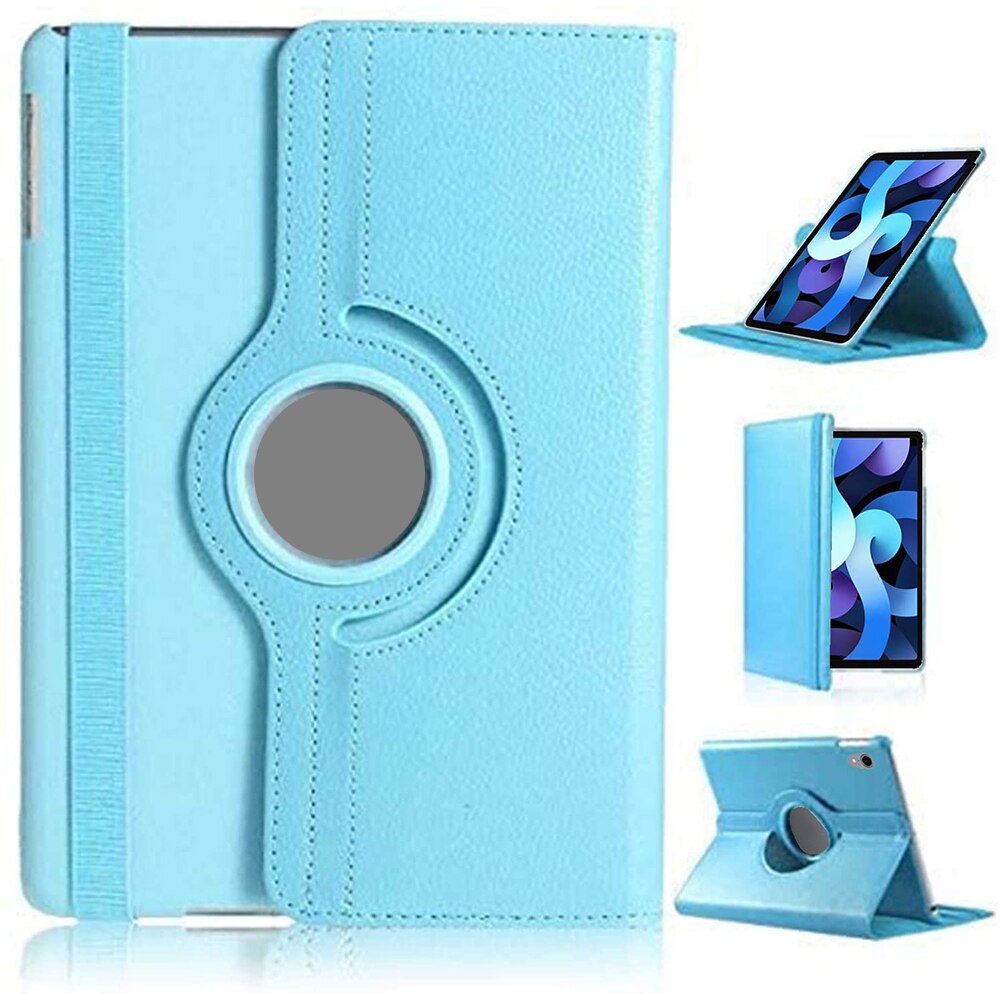 For Apple iPad Air 4th Generation 10.9" Rotating Smart Case Leather Folding Stand Cover with Auto Wake/Sleep Function: Light Blue