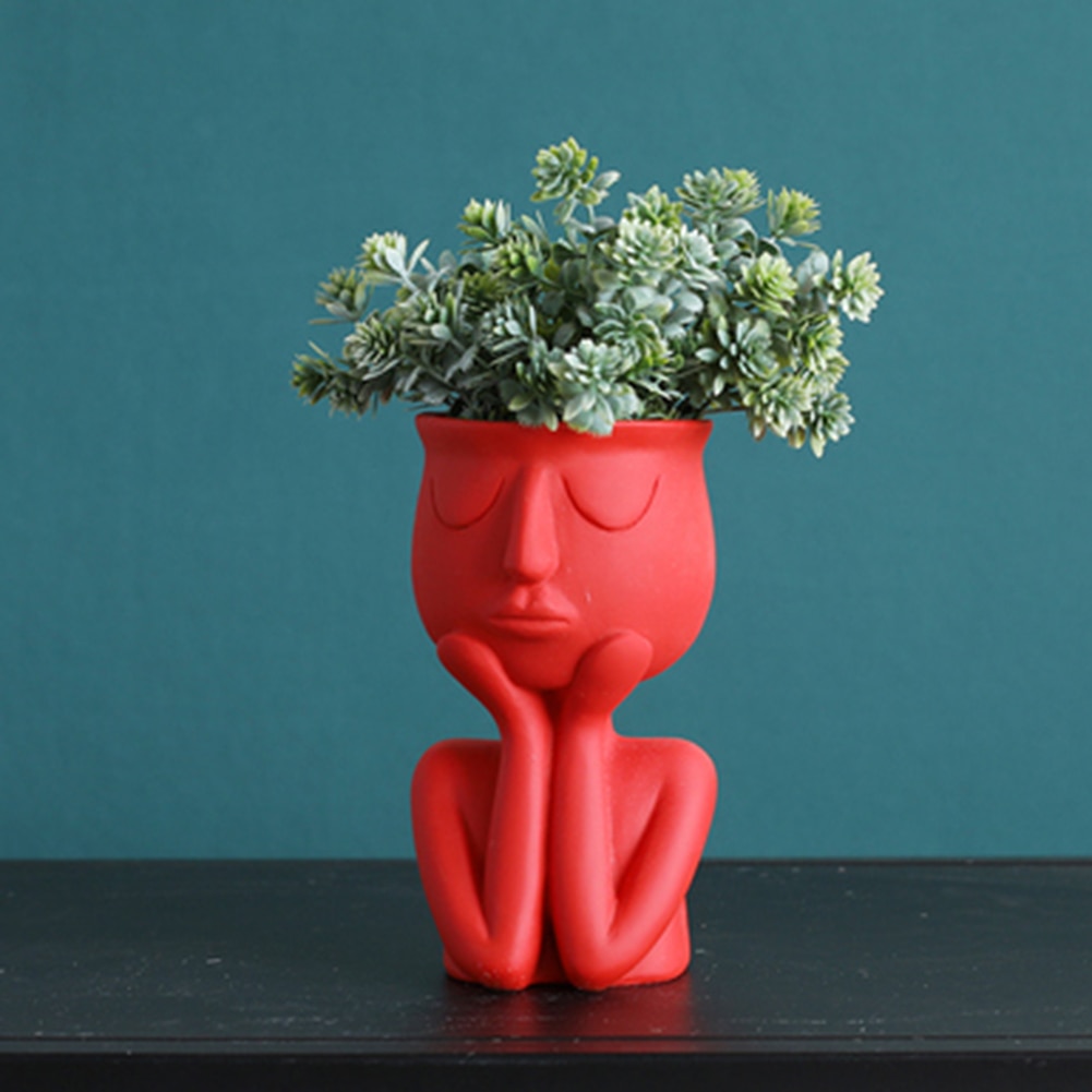 Personagem retrato vaso de flores resina suculentas planta pote rosto abstrato vaso de flores casa desktop paisagem decoração jan88