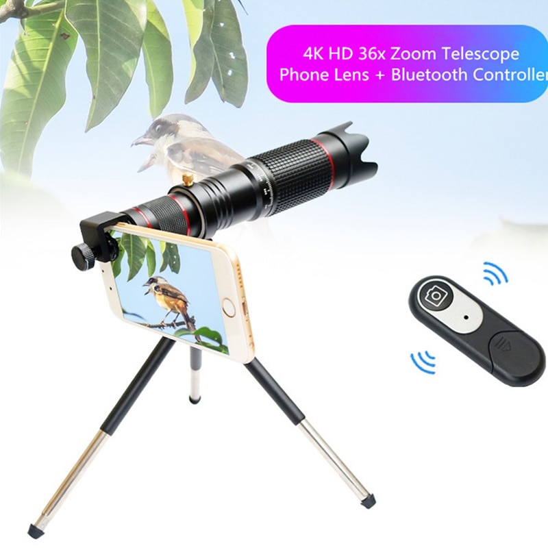 Universele 4K 36x Zoom Mobiele Telefoon Telescoop Lens Tele Externe Smartphone Camera Lens Voor Iphone Sumsung Huawei Alle Telefoon