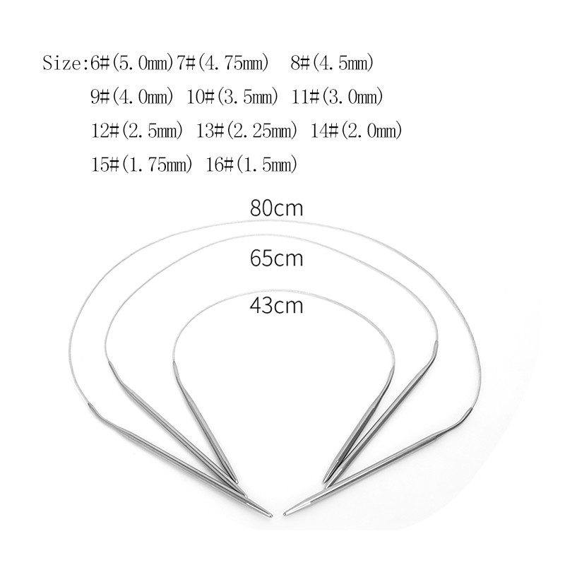 11 størrelser rustfritt stål rundpinne sett garnvev diy strikkepinner kroker sett med posere 43cm 65cm 80cm lengde