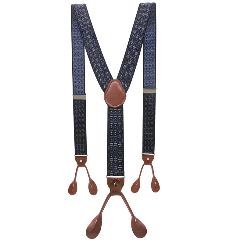 Unisex vintage seler herre seler justerbar 6 -knaps seler elastisk y-form strop bukser brun læder pu: 05