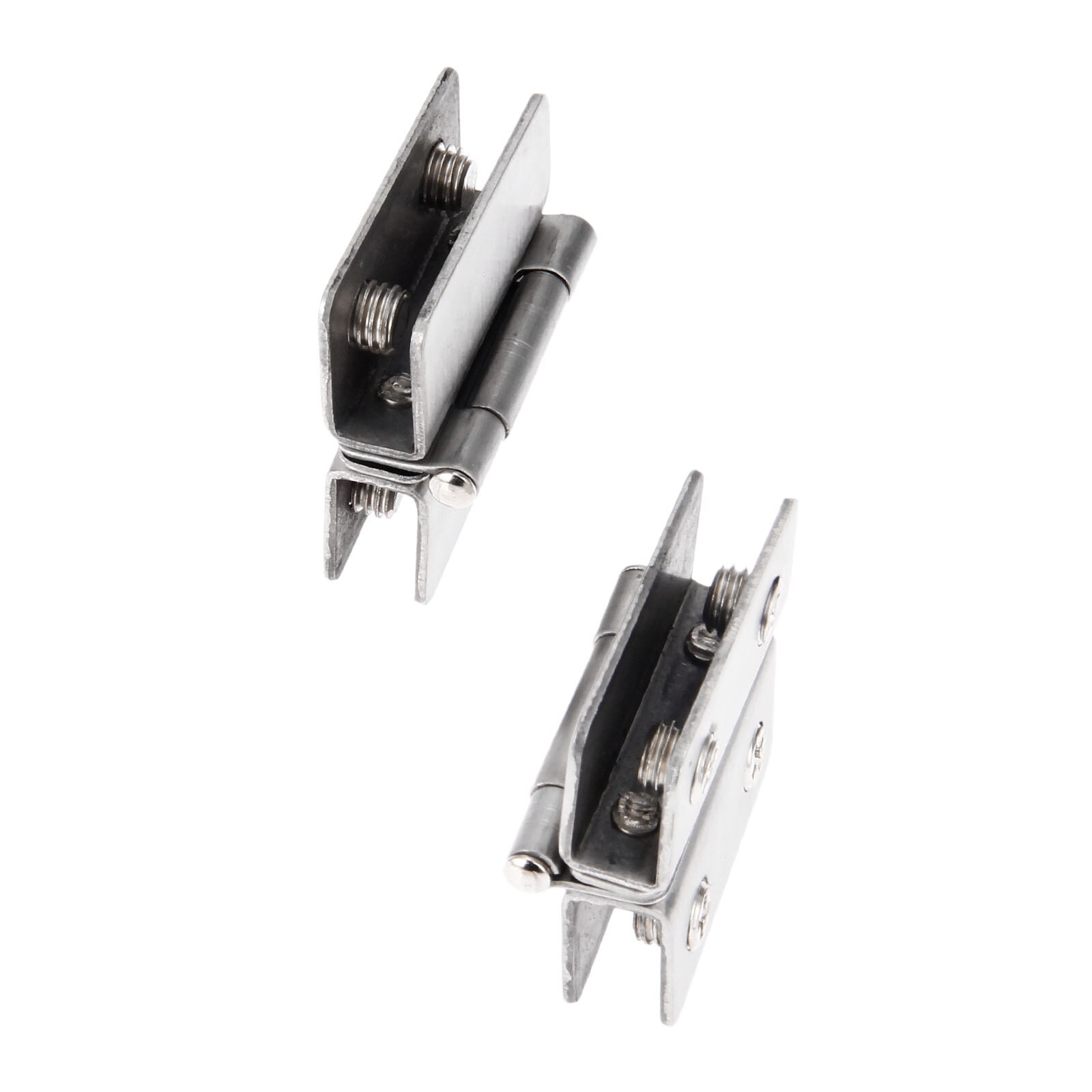 2Pcs Glass Door Hinges Adjustable Double Clamp Hinges for Cabinet Cupboard Bathroom Glass Clamps Zinc Alloy