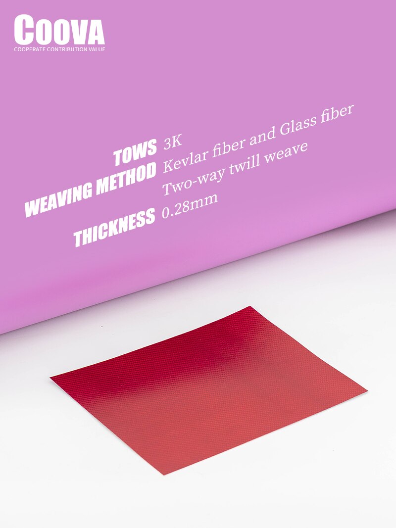 COOVA – feuille de fibres de Kevlar galvanisé, rouge et argent, 0.28mm d&#39;épaisseur, Composite époxy, décoration, F508