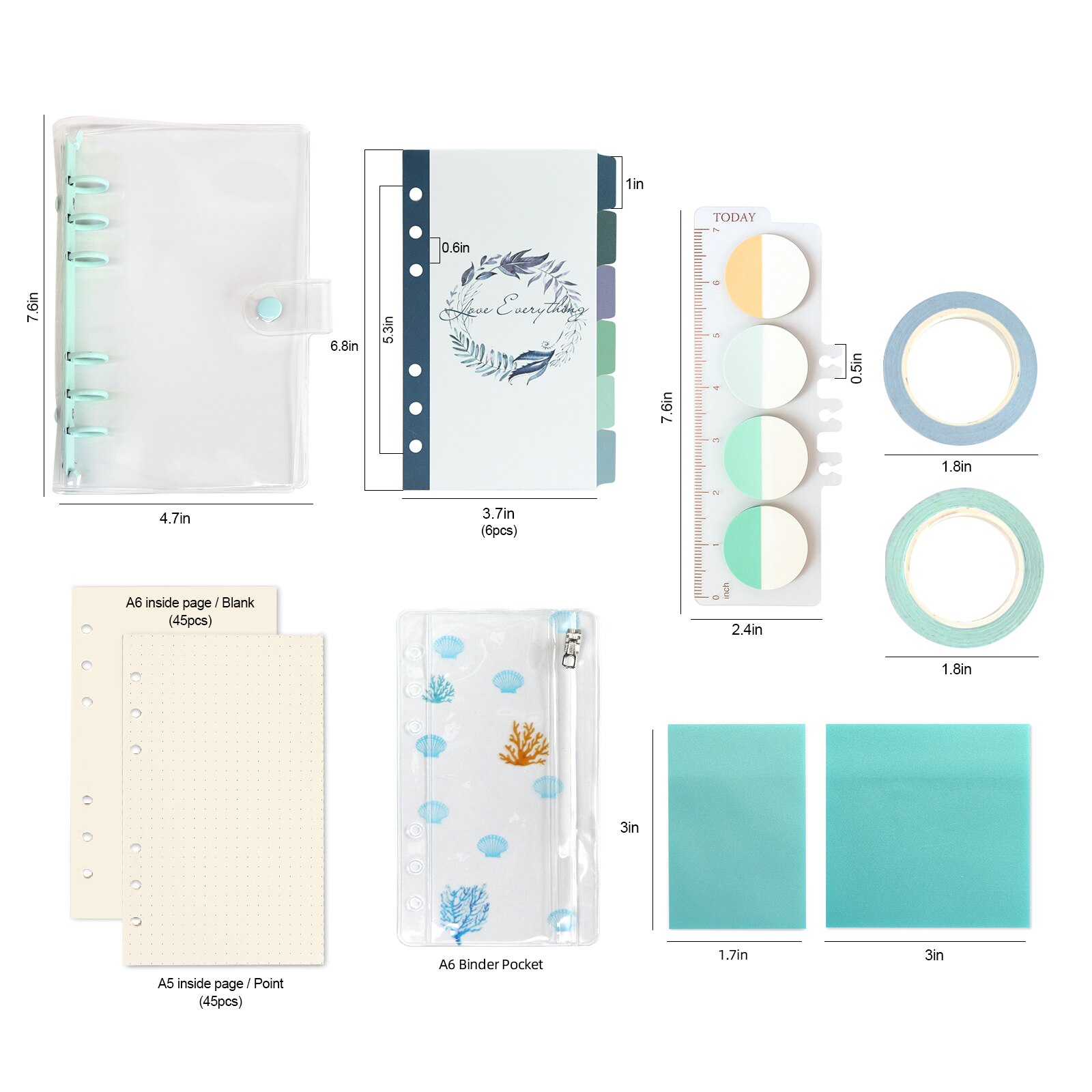 Kawaii Stationery Full Notebook Box Set With Bookmark Planner Stationery Journal and Washi Tape School Supplies