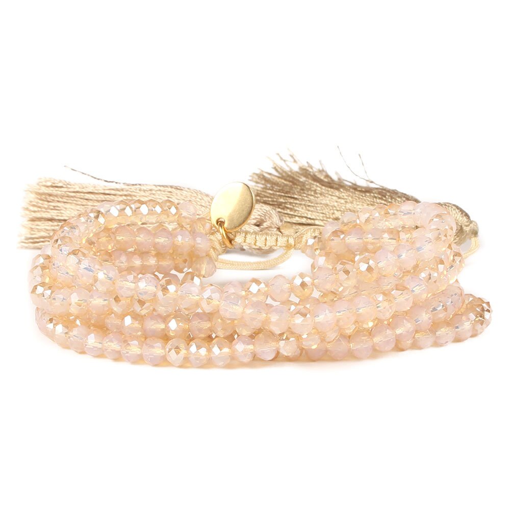 Miyuki Beaded Bracelets Tassel Crystal Gold Black Charm Bracelets Bohe Jewelry women girls: Light-yellow