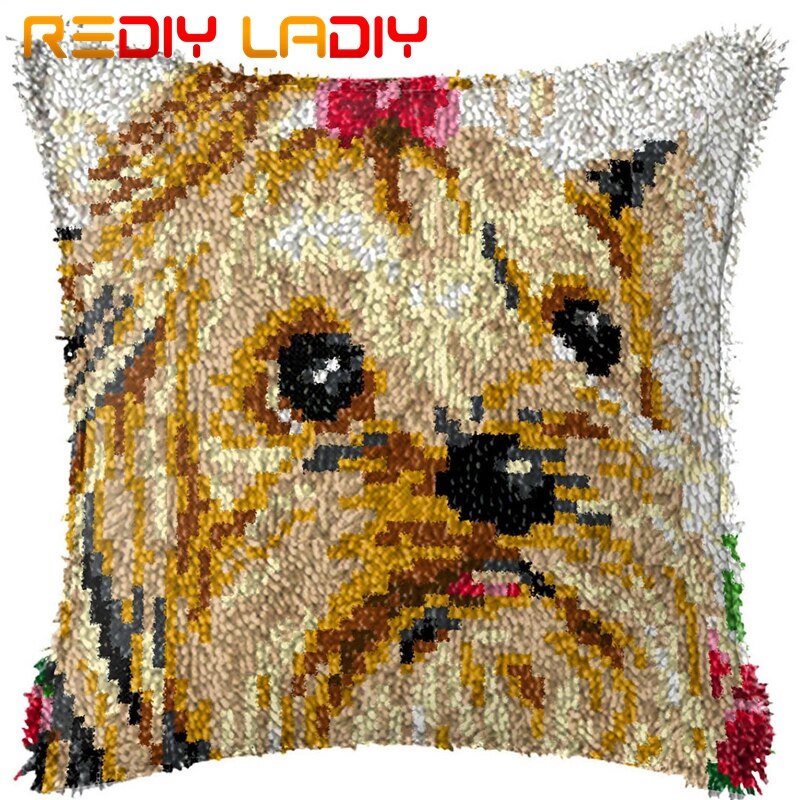 Latch Hook Kits Make Your Own Cushion Cat Flowers Pre-Printed Canvas Crochet Pillow Case Latch Hook Cushion Cover Arts &amp; Crafts: BZ933