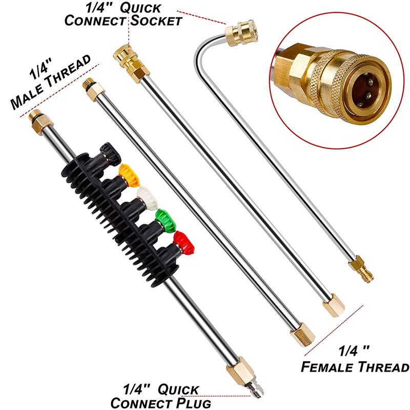 Boquillas de arandela ROUE, herramienta de limpieza, varitas de extensión, boquilla de limpiador de techo para Karcher K2 K3 K4 K5 K6 K7, limpiador de alta presión