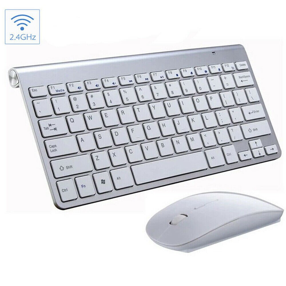 2.4G Wireless Keyboard And Mouse Set Multimedia Keyboard Mouse Combo Set For Notebook Laptop Desktop PC TV With USB Receiver: Silver