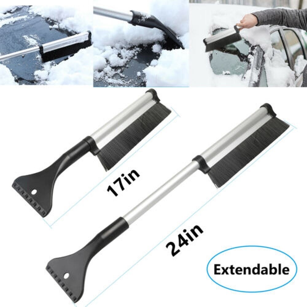 24 inch Uitschuifbare 2 in 1 Ijskrabber Sneeuwruimen met Borstel Voor Auto Vrachtwagen SUV Voorruit Sneeuw Verwijderen Duurzaam bezem Cleaner