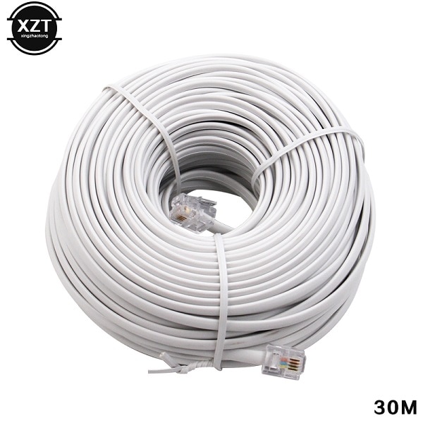 Connecteur de câble d'extension téléphonique internet modulaire 30m/15m/12m/9m/6m/3m rj11 6 p 4c: 30m
