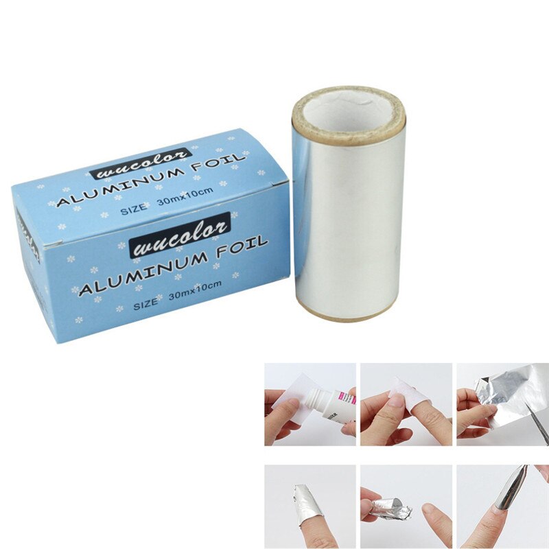 1 Roll Tin Folie Aluminium Papier Folie Dik Kappers Nail Art Tips Polish Verwijder Haar Standaard Remover Uv Gel Wraps