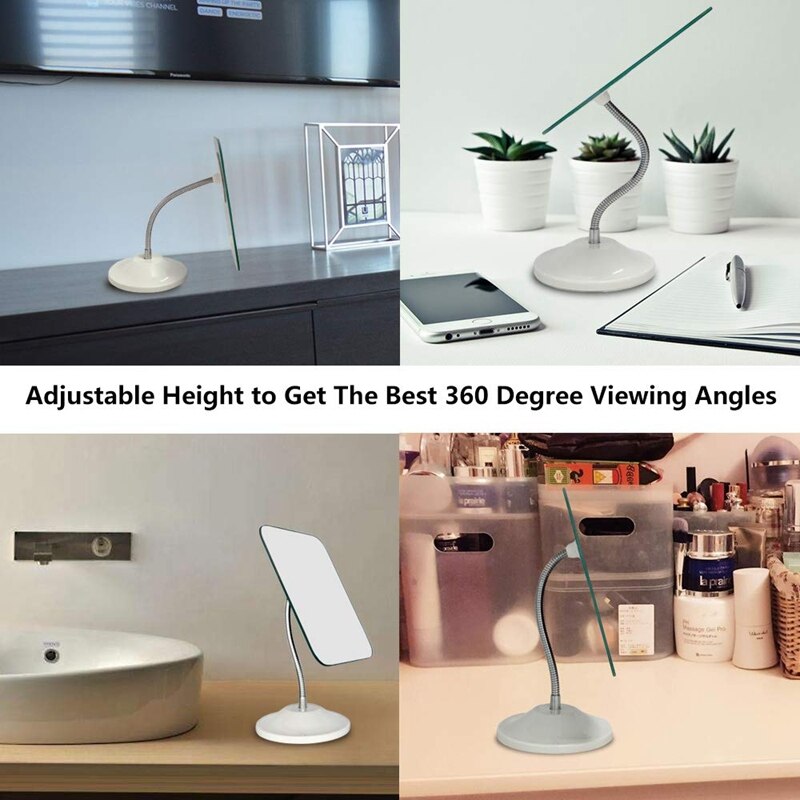Adjustable Flexible Gooseneck Makeup Mirror 360° Rotating Folding Portable Desktop Mirror with Stand Shower Shave Makeup Mirror