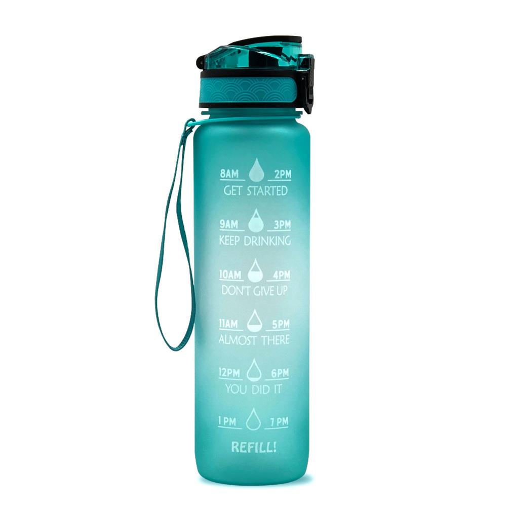 Botella de agua deportiva con pajita, vaso esmerilado sin BPA, a prueba de fugas, para deportes al aire libre, 1 Litro: Green