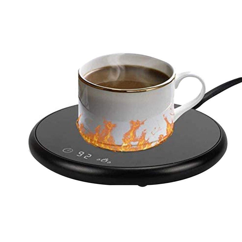 Taza de café THEVFAMILY, calentador eléctrico inteligente de bebidas con temporizador y Control de temperatura, para oficina/hogar negro, enchufe de EE. UU.