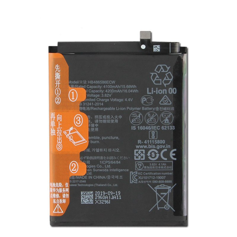 Original 4200mah hb486586ecw substituição bateria do telefone móvel para huawei companheiro 30 mate30 pro nova 6 nova6 se/honor view 30 v30