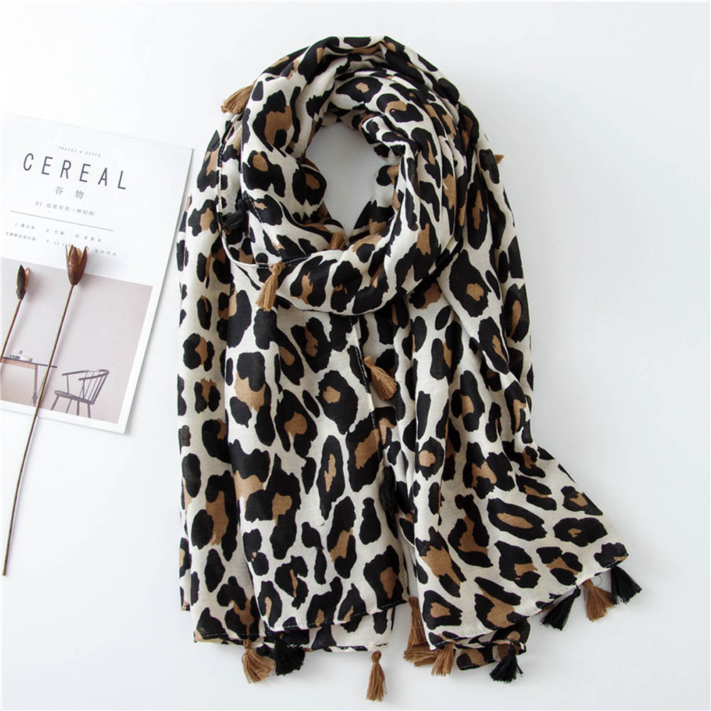 Automne hiver nouvelle femmes imprimé léopard écharpe léopard étole mince coton grande Femme châles et enveloppes