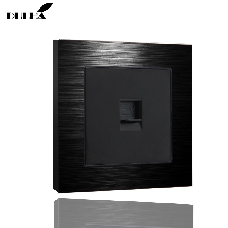 Telephone RJ11 Wall Socket Brushed Aluminum Satin Metal Panel UK US EU Standard Wiring Phone Electric Tel Port Jack Plug Outlet