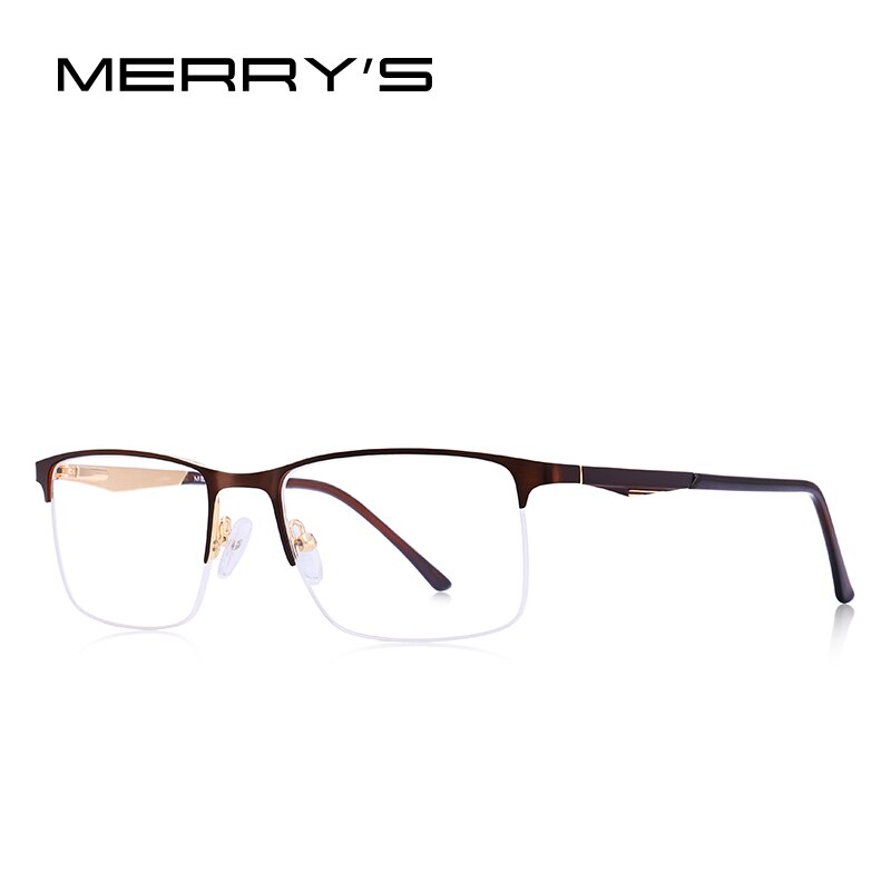 MERRYS-gafas de sol cuadradas para hombre, anteojos masculinos de , Montura de gafas de aleación de titanio, para miopía, graduadas, ultralivianas, S2059: C05 Brown