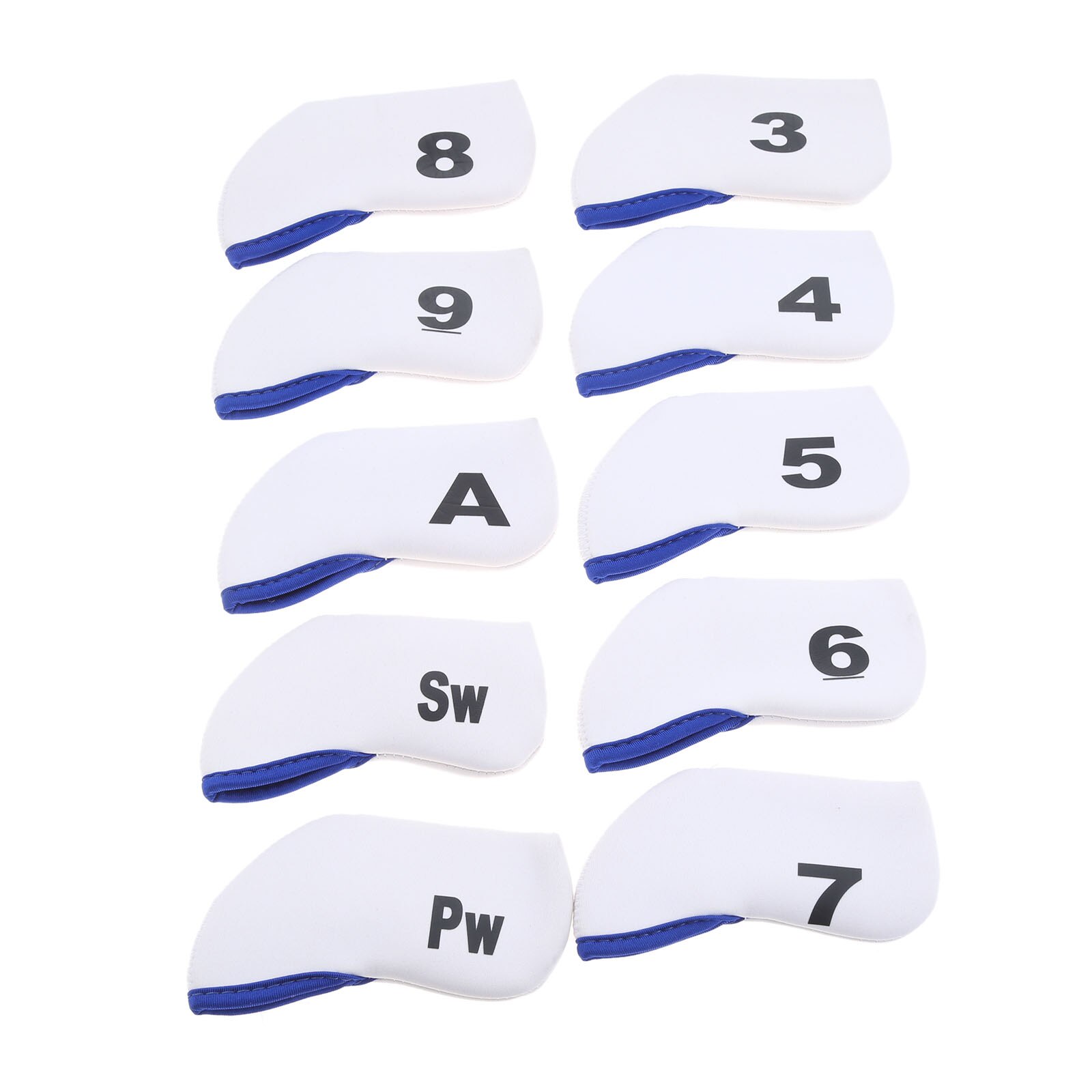 10pcs Golf Club copricapo in ferro proteggi Set Neoprene Golf proteggi copricapo stampa fronte-retro per cunei in ferro da Golf: Blue