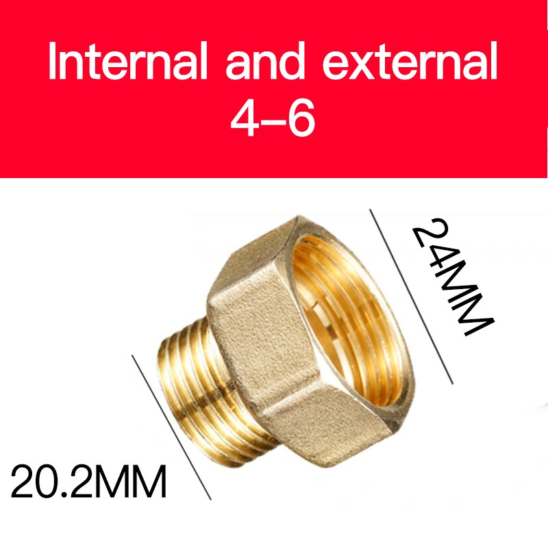 Adaptador de cobre de 1/8 ", 3/8", 1/2 ", 3/4", macho y hembra, Conector de conector de tuberías de latón reductor, adaptador de Gas y aire, presión de agua y combustible: 4-6