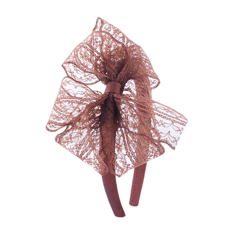 Candygirl-Diadema de encaje de los años 80, accesorios de disfraces para temática de los años 80, sin dolor de cabeza, diadema de lazo de encaje de neón para Halloween: brown headband