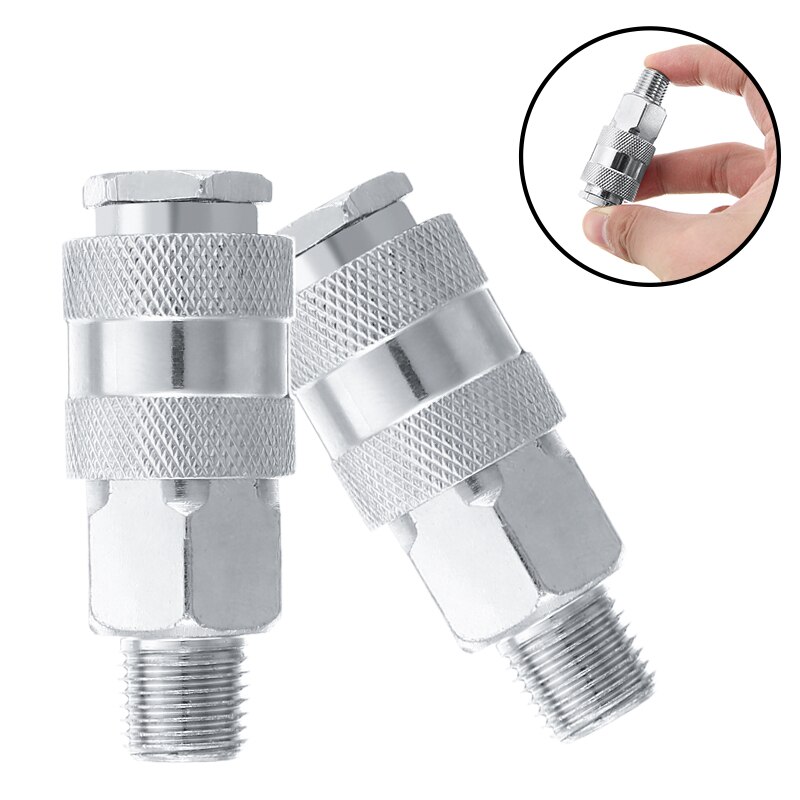 2 stk/sett luftledningsslangekoblinger kobling hunn hurtigutløser 1/4 " bsp mannlige slangekoblinger koblingsadapter til luftslange