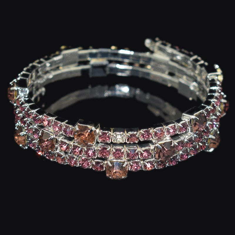 Crystal Manchet Armbanden Voor Vrouwen Rhinestone Verzilverd 3 Rij Bangle Armband Wedding Bridal Sieraden Meisje