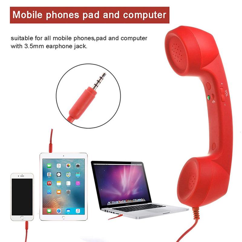 Retro Headset 3.5Mm Pop Telefoon Handset Comfort Telefoon Handset Mini Mic Speaker Telefoontje Ontvanger Voor Iphone Voor Samsung