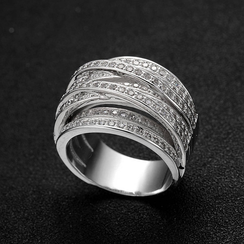 Exquisite AAA Zirkon Wickel Geometrische Ringe Für Frauen Hochzeit Valentinstag Schmuck