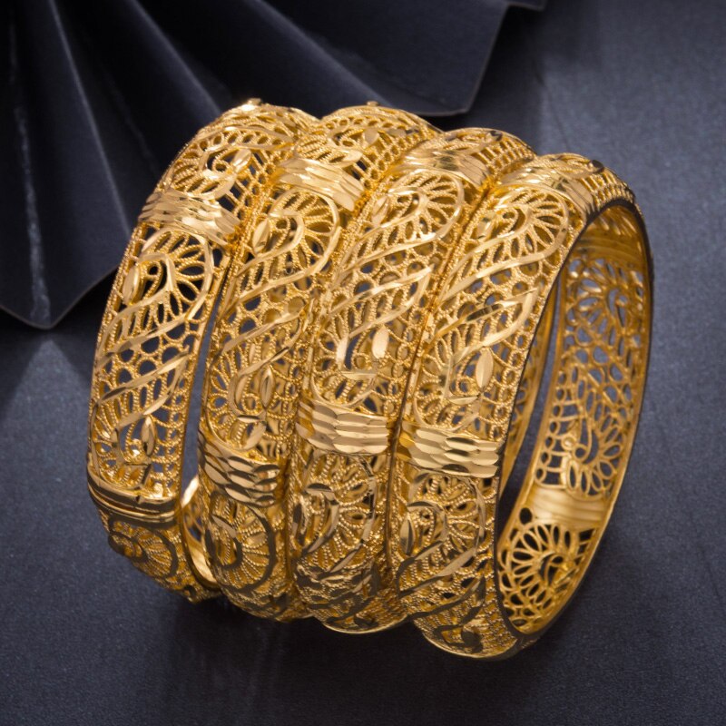 Wando 4 Stks/partij Top Dubai Gouden Kleur Armbanden Voor Vrouwen Meisje Nigeria Ghana Jamaica Guyana Bruiloft Nationale Sieraden