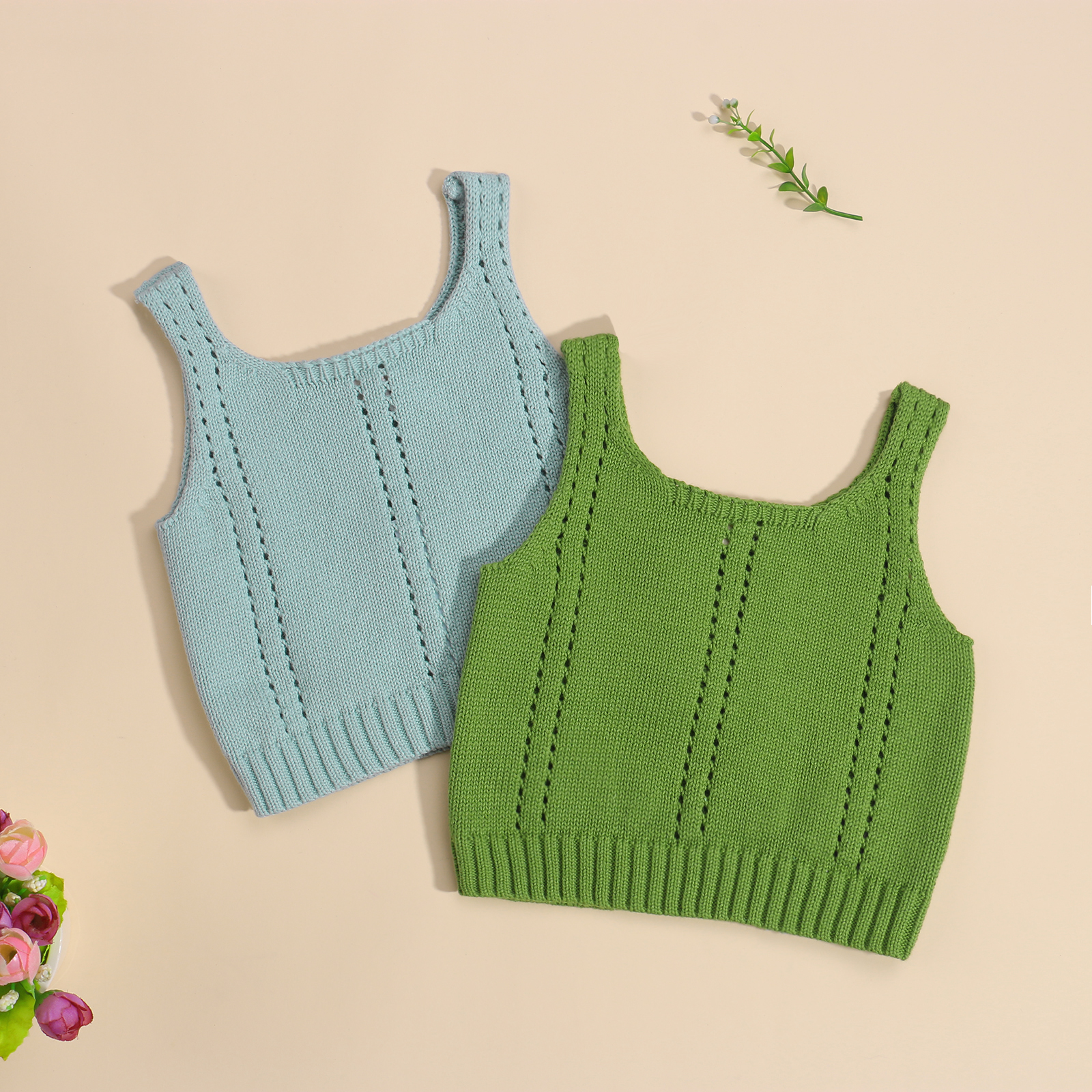 Peuter Baby Meisjes Zomer Gebreide Tank Tops Solid Brede Schouderriem Mouwloos Vest Baby Kids Uitloper Kleding