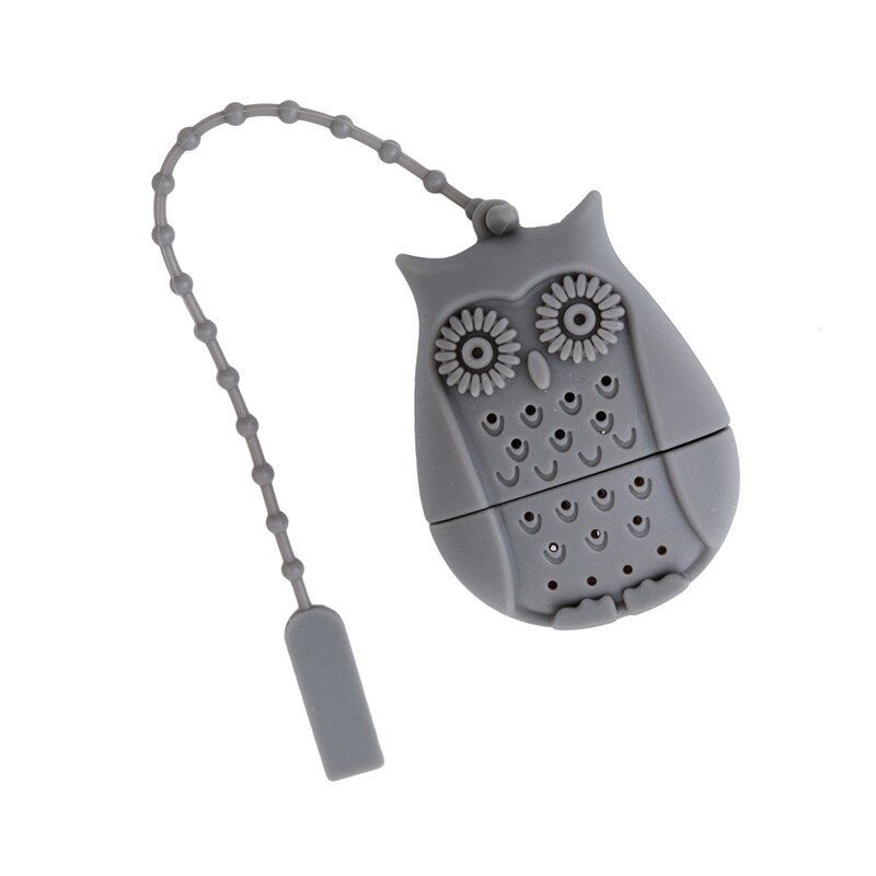 Sacos de chá da coruja filtro de colher de chá de silicone infusor filtro filtro de chá de filtração de silicone acessórios de cozinha gadget: gray