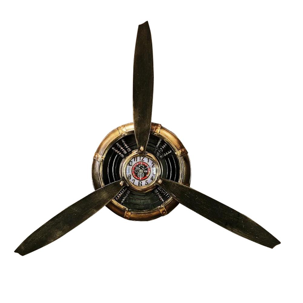 fer forgé avion hélice métal horloge murale mur rétro pendentif pour Bar Restaurant décoration murale: Wall Clock6