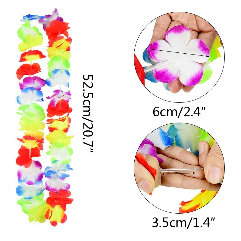 4-10pcs Hawaiian Party Artificial Flowers leis Garland Necklace DIY Dress Accessories Hawaii Beach Luau Summer Party Decor