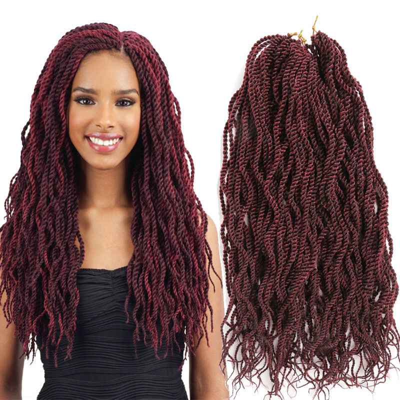 Senegalese Twist Hair crochet 22inch 24strands wavy curly Crochet braids