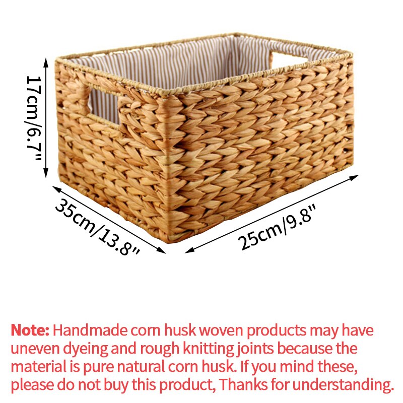 Cestas de almacenamiento de tela de maíz nórdico, contenedor de ropa, cesta tejida para la colada, caja de almacenamiento para cosméticos, restos de fruta hechos a mano: Light brown L