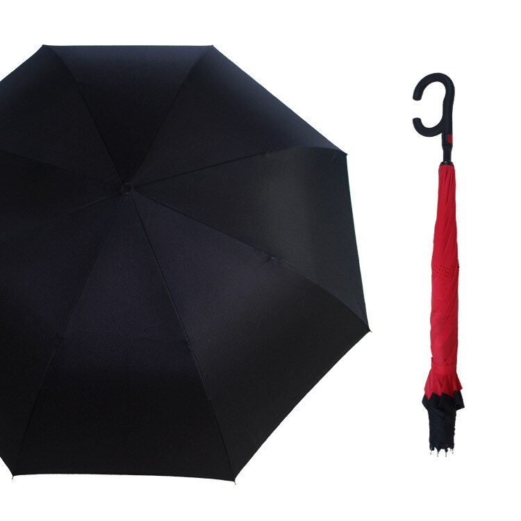 Paraguas para hombre y mujer, sombrilla con mango en C, a prueba de viento, Anti UV invertida, para sol y lluvia
