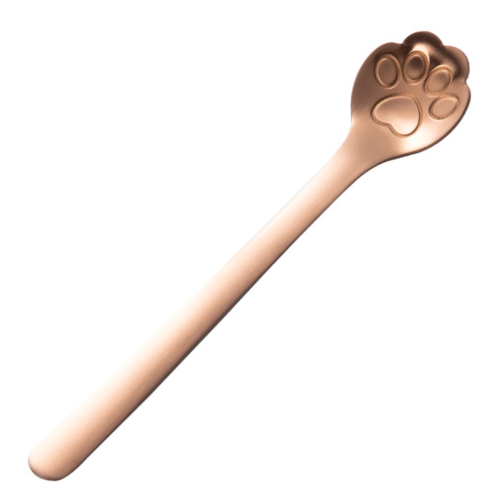 Rvs Gold Hond Kat Paw Claw Hollow Lepel Roeren Lepel Thee Koffie Dessert Lepels Leuke Keuken Gereedschap: RoseGoldenNonHollow