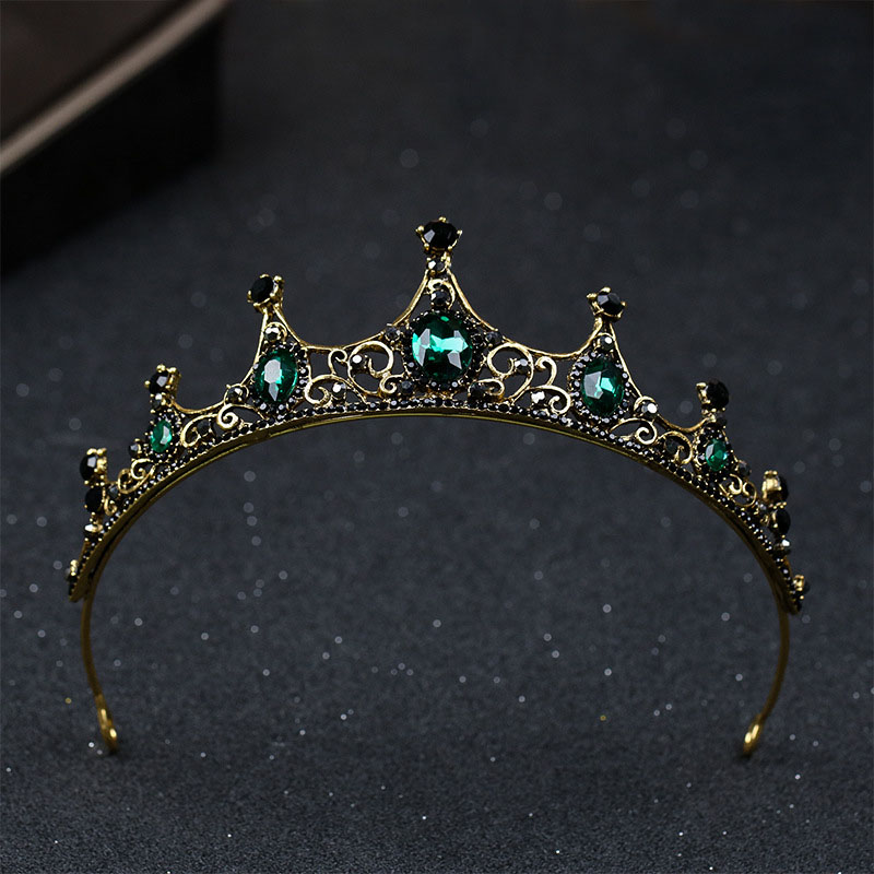 Forseven Kleine Barokke Green Crystal Bridal Crown Boutique Bruid Diadeem Hoofddeksel Hoofddeksels Bruiloft Haar Sieraden Accessoires Bh