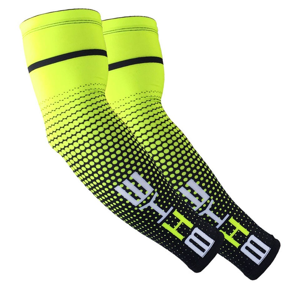 2 stk cool mænd sport cykling løb cykel uv solbeskyttelse manchet cover beskyttende arm ærme cykel arm varmere ærmer: Grøn / Xl