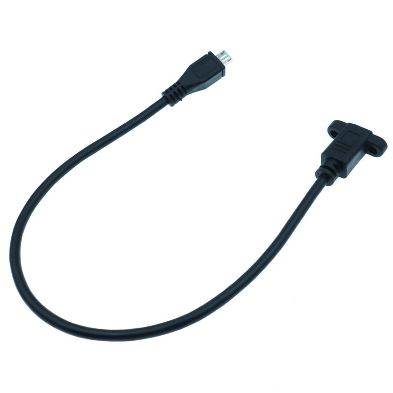 Micro USB USB 2.0 Male Connector to Micro USB 2.0 Female Extension Cable Pitch 17.5mm With screws Panel Mount Hole 0.25m