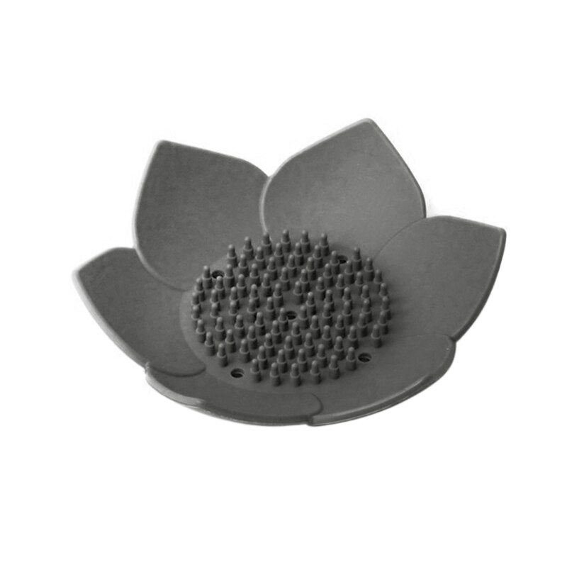 flexibel Silikon Platten Lotus Blume Dusche Schlecht Tablett Seife Kasten Seifenschale Lagerung Ablauf Seife Halfter Seife Sparer Schlecht Spielereien: Grau