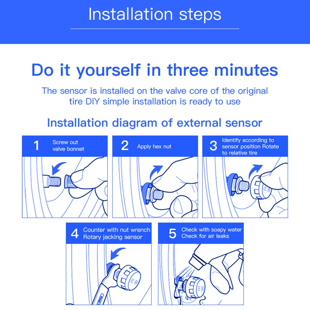 Solar LCD Motorcycle TPMS with Time Display Tire Pressure Monitoring System