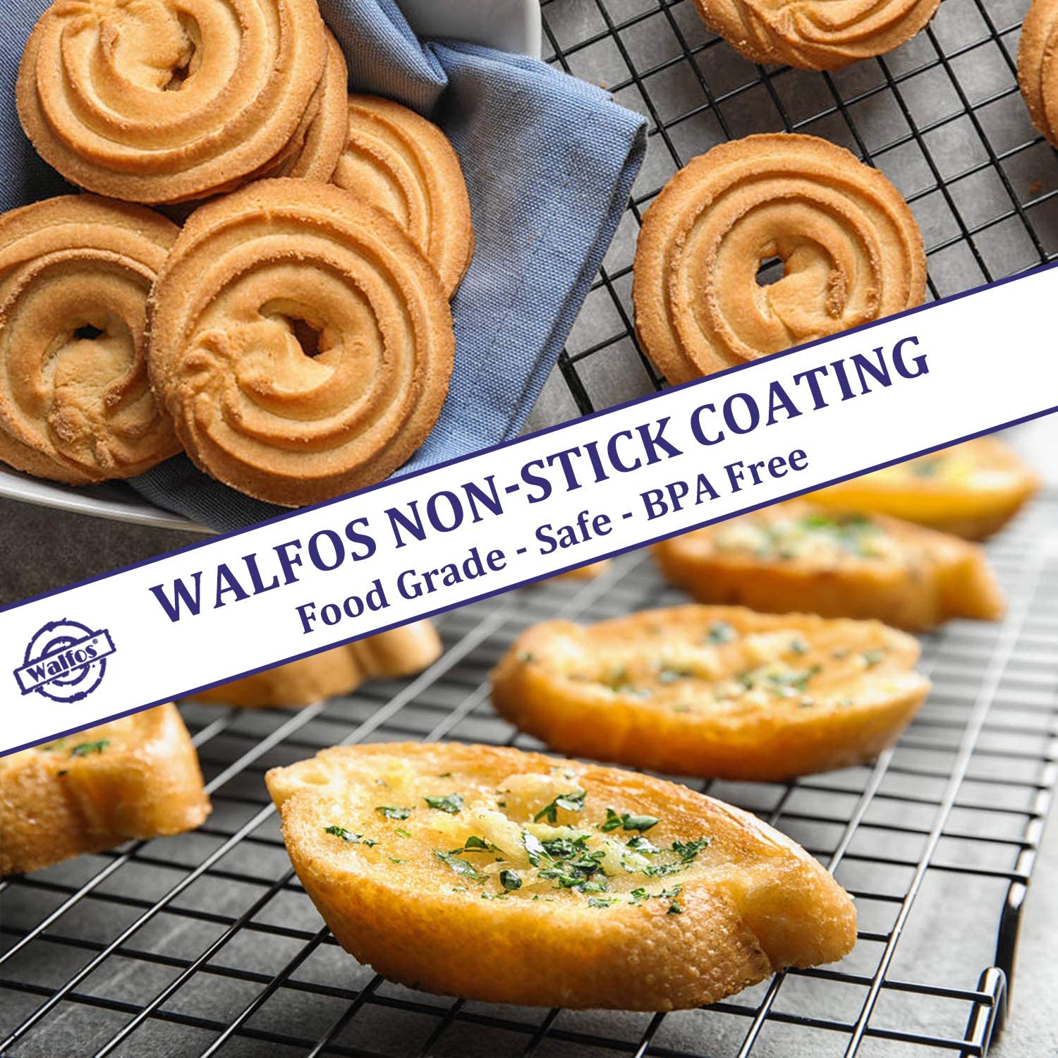 Walfos Rvs Anti-aanbak Koeling Rack Cooling Grid Bakplaat Voor Biscuit/Cookie/Pie/Brood/Cake bakken Rack